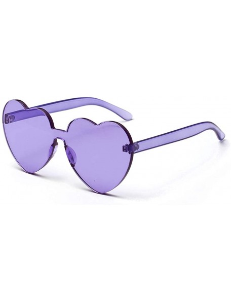 Rimless Love Heart Shape Sunglasses Women One Pieces Lens Rimless Sun Glasses For Women - Purple - CF18KR9Z8YC $11.09
