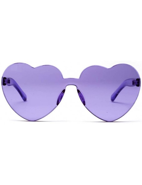 Rimless Love Heart Shape Sunglasses Women One Pieces Lens Rimless Sun Glasses For Women - Purple - CF18KR9Z8YC $11.09