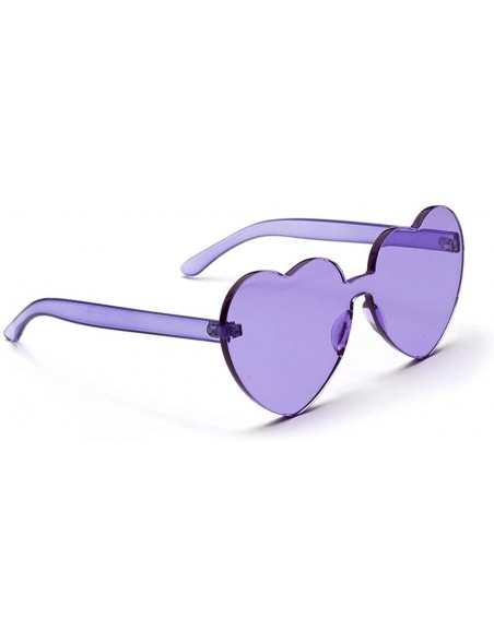 Rimless Love Heart Shape Sunglasses Women One Pieces Lens Rimless Sun Glasses For Women - Purple - CF18KR9Z8YC $11.09