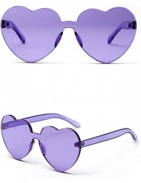 Rimless Love Heart Shape Sunglasses Women One Pieces Lens Rimless Sun Glasses For Women - Purple - CF18KR9Z8YC $11.09