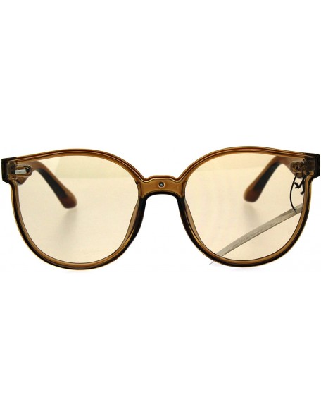Round Hipster Round Horned Geek Nerdy Plastic Sunglasses - Brown - CM1869K8N7G $8.05