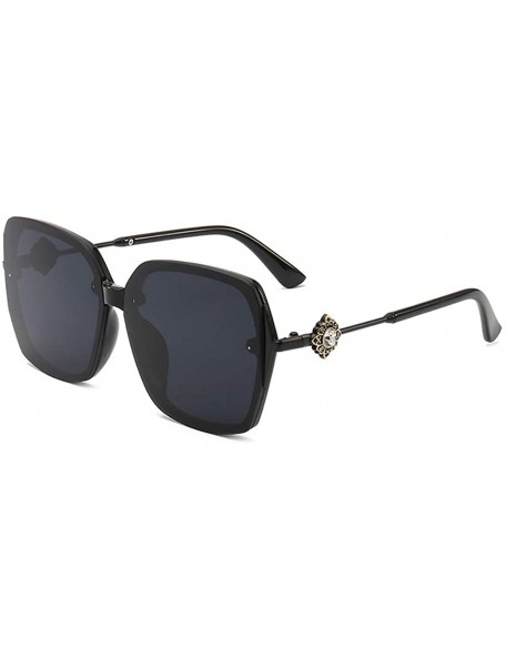 Square Women's Diamond Sunglasses Large Square Gradient Lens UV400 Flower Glasses - T4-black - CZ18S2W4EC2 $12.91