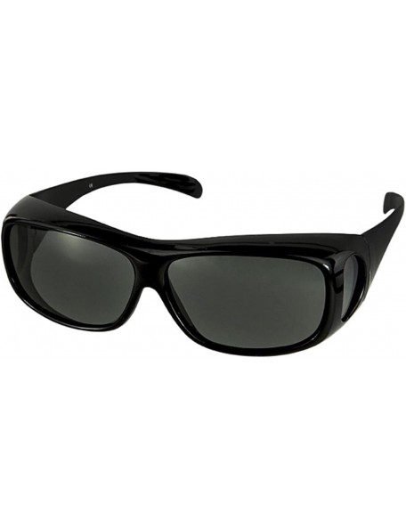 Square Unisex Polarized Fit Over Sunglasses Wear Over Cover Over Glasses - Black - CU12IDLJL7R $13.93
