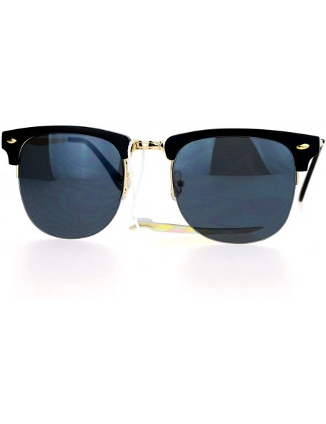 Square Vintage Classic Designer Sunglasses Half Rim Square Unisex Fashion - Matte Black - CO12B63O5MF $11.31