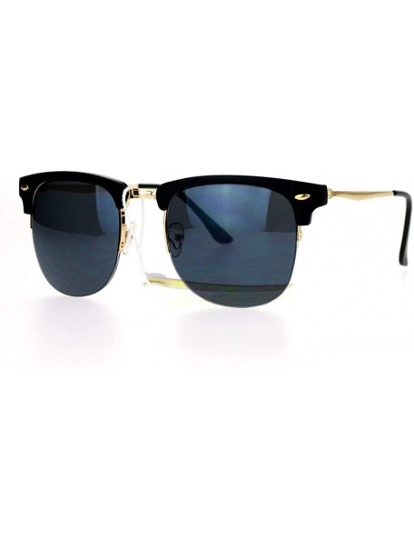 Square Vintage Classic Designer Sunglasses Half Rim Square Unisex Fashion - Matte Black - CO12B63O5MF $11.31
