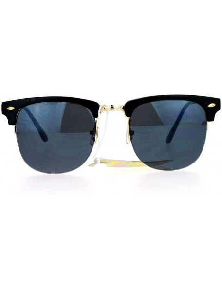 Square Vintage Classic Designer Sunglasses Half Rim Square Unisex Fashion - Matte Black - CO12B63O5MF $11.31