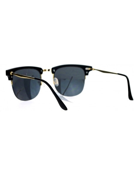 Square Vintage Classic Designer Sunglasses Half Rim Square Unisex Fashion - Matte Black - CO12B63O5MF $11.31