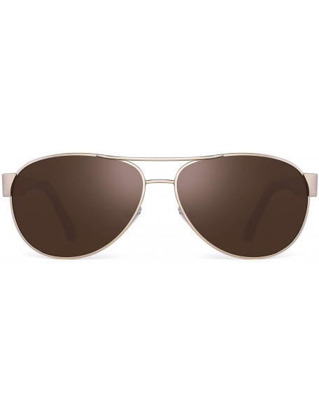 Aviator Polarized Aviator Mirror Sunglasses for Women Men Metal Frame UV400 - Gold Frame / Brown Lens - CX18Q28UEKU $8.56