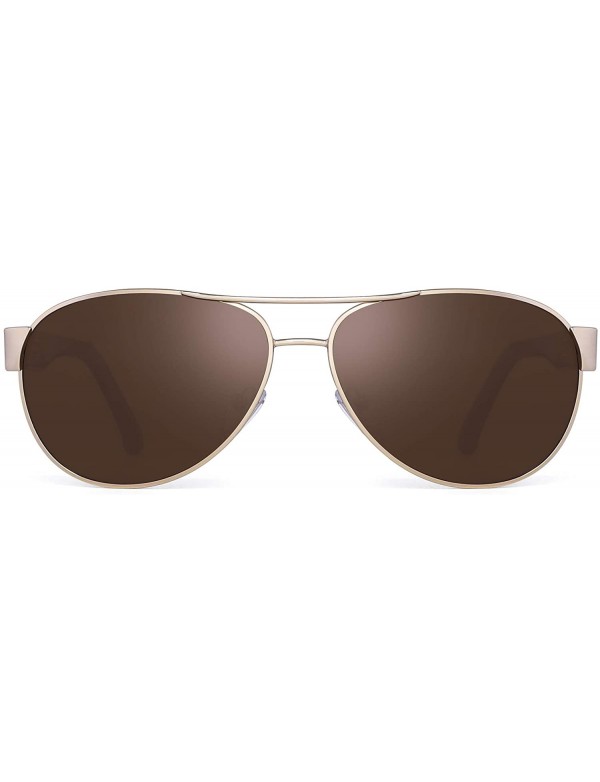 Aviator Polarized Aviator Mirror Sunglasses for Women Men Metal Frame UV400 - Gold Frame / Brown Lens - CX18Q28UEKU $8.56