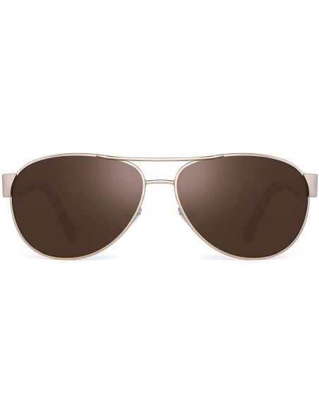 Aviator Polarized Aviator Mirror Sunglasses for Women Men Metal Frame UV400 - Gold Frame / Brown Lens - CX18Q28UEKU $8.56