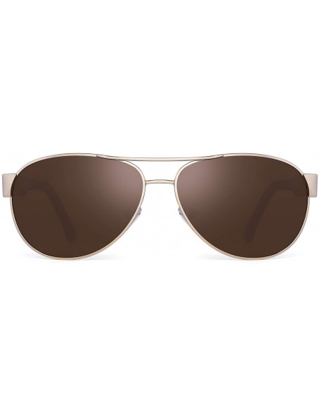 Aviator Polarized Aviator Mirror Sunglasses for Women Men Metal Frame UV400 - Gold Frame / Brown Lens - CX18Q28UEKU $8.56