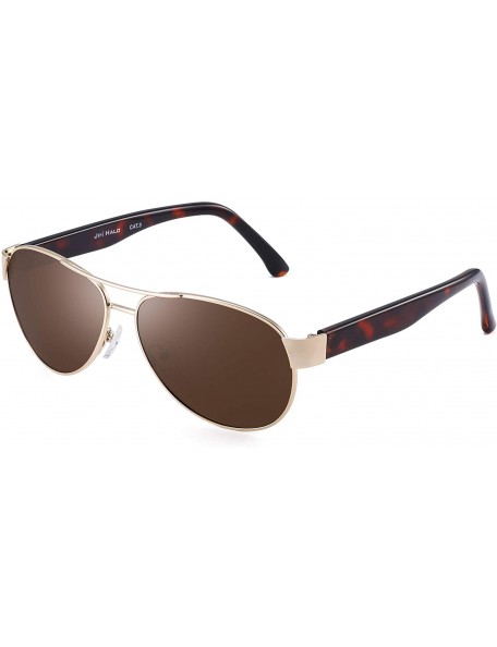 Aviator Polarized Aviator Mirror Sunglasses for Women Men Metal Frame UV400 - Gold Frame / Brown Lens - CX18Q28UEKU $8.56