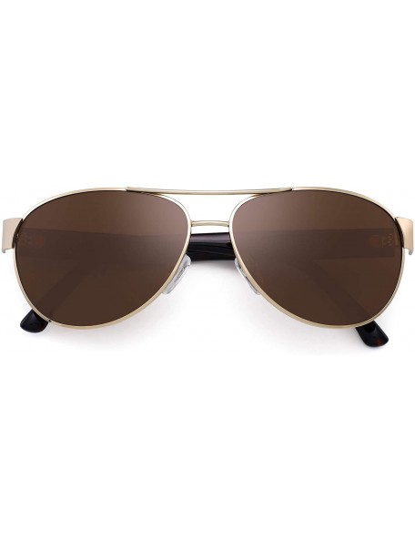 Aviator Polarized Aviator Mirror Sunglasses for Women Men Metal Frame UV400 - Gold Frame / Brown Lens - CX18Q28UEKU $8.56