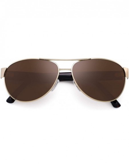 Aviator Polarized Aviator Mirror Sunglasses for Women Men Metal Frame UV400 - Gold Frame / Brown Lens - CX18Q28UEKU $8.56