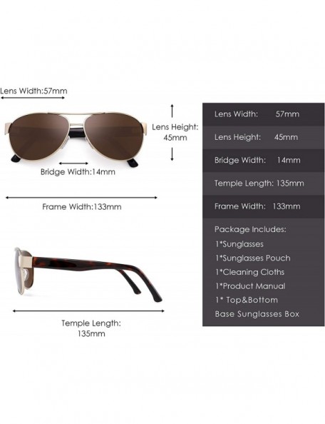 Aviator Polarized Aviator Mirror Sunglasses for Women Men Metal Frame UV400 - Gold Frame / Brown Lens - CX18Q28UEKU $8.56