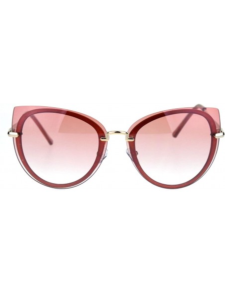 Cat Eye Womens Exposed Lens Oversize Cat Eye Designer Style Sunglasses - Red Pink - CX18QYQ4EL6 $15.35