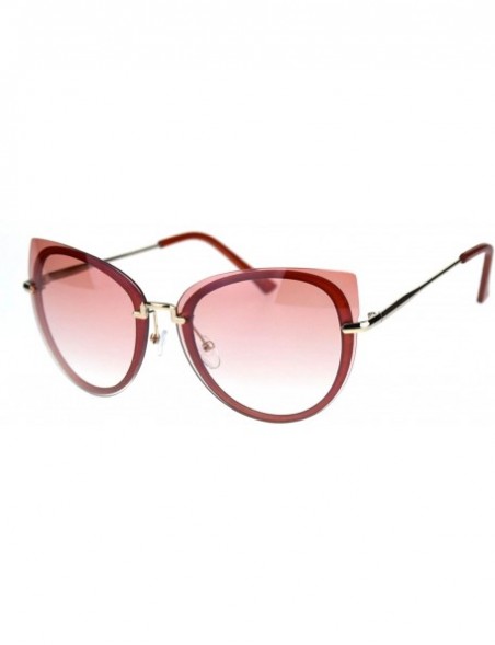 Cat Eye Womens Exposed Lens Oversize Cat Eye Designer Style Sunglasses - Red Pink - CX18QYQ4EL6 $15.35
