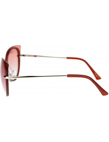 Cat Eye Womens Exposed Lens Oversize Cat Eye Designer Style Sunglasses - Red Pink - CX18QYQ4EL6 $15.35