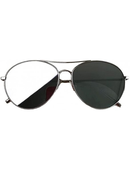 Aviator Classic Aviator Mirrored Flat Lens Sunglasses Metal Frame UV400 - Silver - CC18G49H0OW $25.97