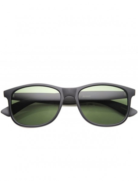 Wayfarer Classic High Sitting Temples Square Lens Horn Rimmed Sunglasses 52mm - Matte-black / Green - CF126OMVJ5J $7.24