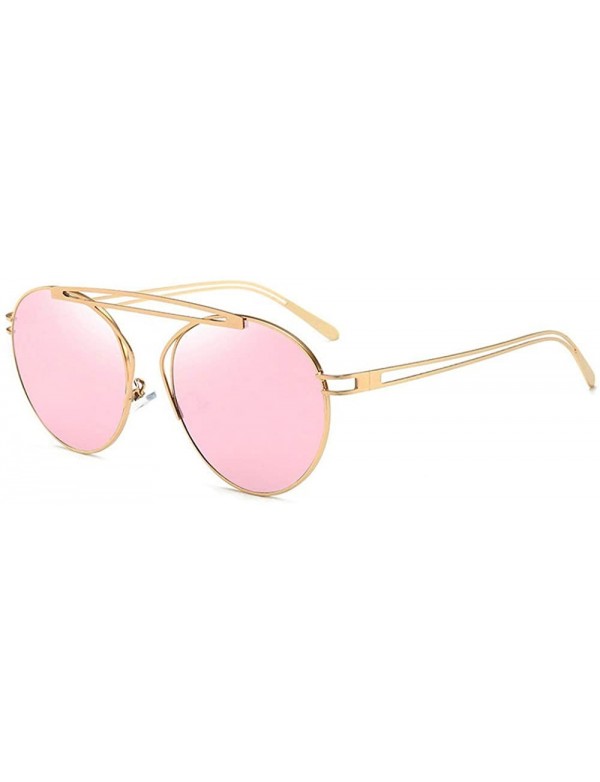 Oval Small Oval Vintage Sun Glasses Retro Punk Metal Frame Color Tinted Shades - Pink - CU18LNU3T63 $14.29