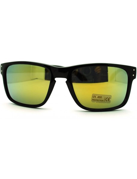 Rectangular Square Rectangular Sunglasses Mens Classic Fashion Multicolor Revo Lens - Black - CE11EAY1GMT $11.31