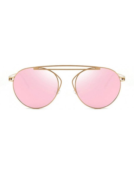 Oval Small Oval Vintage Sun Glasses Retro Punk Metal Frame Color Tinted Shades - Pink - CU18LNU3T63 $14.29