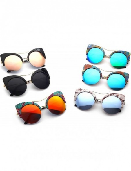 Oversized Black Deals Friday Cyber Deals Monday Deals Sales-Sunglasses Women Oversized Cat Eyes Flower Gifts - Red Blue - C71...