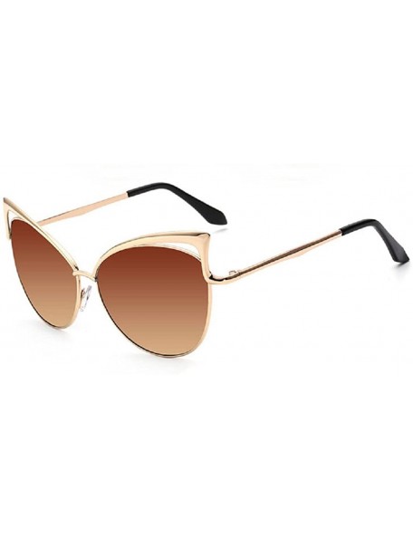 Goggle Sunglasses Women Oversized Cateye Fashion Metal Frame Mirrored Goggles - Coffee - C418CROCTOI $17.46