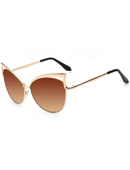 Goggle Sunglasses Women Oversized Cateye Fashion Metal Frame Mirrored Goggles - Coffee - C418CROCTOI $9.53