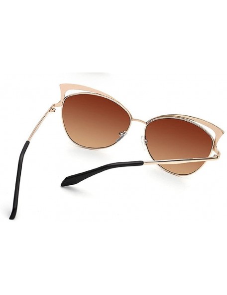 Goggle Sunglasses Women Oversized Cateye Fashion Metal Frame Mirrored Goggles - Coffee - C418CROCTOI $17.46