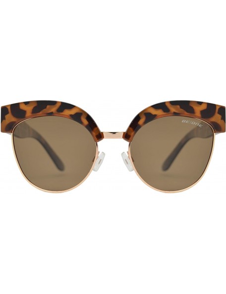 Cat Eye Polarized Cat Eye Flat Lens Sunglasses for Women - UV Protection - Tortoise + Light Brown - C11939D3W0K $14.32