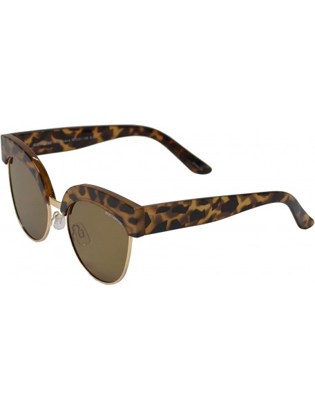 Cat Eye Polarized Cat Eye Flat Lens Sunglasses for Women - UV Protection - Tortoise + Light Brown - C11939D3W0K $14.32