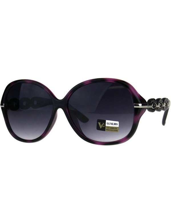 Butterfly Womens Oversize Diva Round Butterfly Designer Fashion Plastic Sunglasses Purple Tortoise - CS180CE5AS2 $10.76