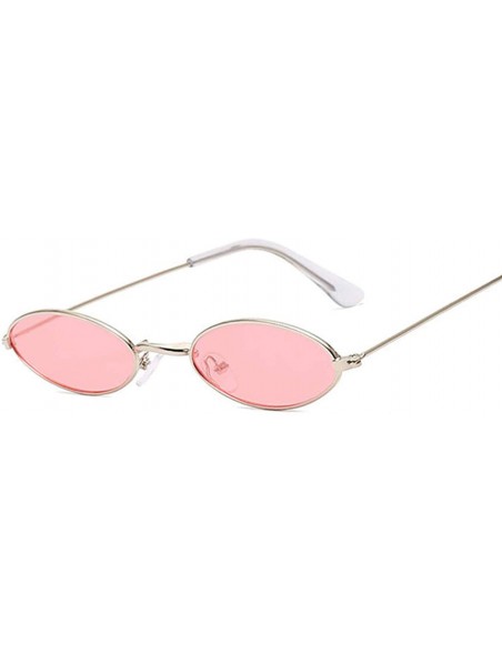 Oval Retro Small Oval Sunglasses Women Vintage Shades Black Red Metal Color Sun Glasses Fashion Lunette - Silvergray - CN1985...