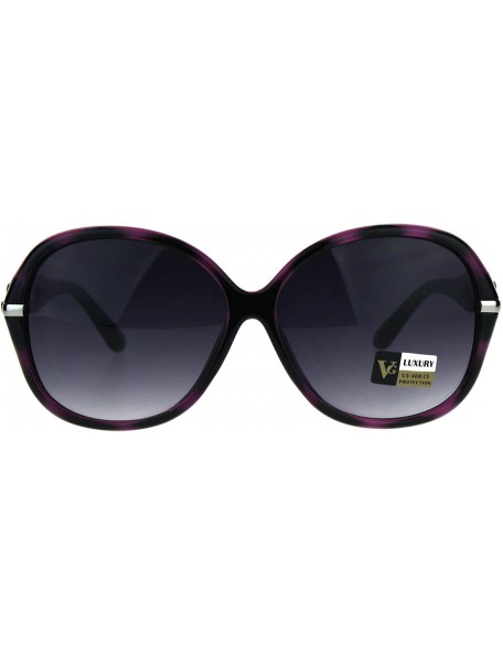 Butterfly Womens Oversize Diva Round Butterfly Designer Fashion Plastic Sunglasses Purple Tortoise - CS180CE5AS2 $10.76
