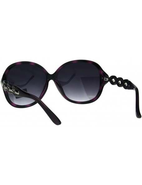 Butterfly Womens Oversize Diva Round Butterfly Designer Fashion Plastic Sunglasses Purple Tortoise - CS180CE5AS2 $10.76