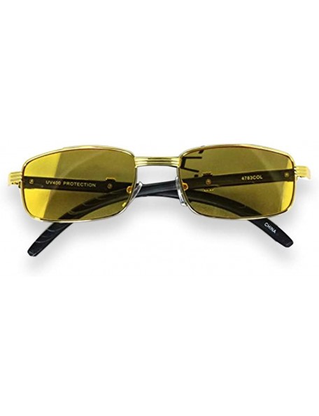 Aviator Vintage Slender Rectangular Sunglasses Retro Small Metal Frame Candy Color - Gold/Yellow Lens - CN18EGDCREA $11.56