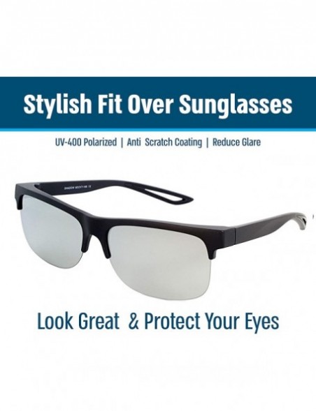 Rectangular Fit Over Polarized Sunglasses Driving Clip on Sunglasses to Wear Over Prescription Glasses - Black-silver - C518S...