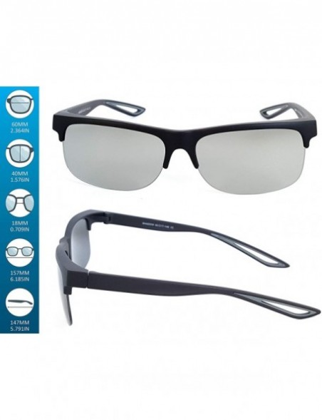 Rectangular Fit Over Polarized Sunglasses Driving Clip on Sunglasses to Wear Over Prescription Glasses - Black-silver - C518S...