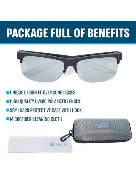 Rectangular Fit Over Polarized Sunglasses Driving Clip on Sunglasses to Wear Over Prescription Glasses - Black-silver - C518S...