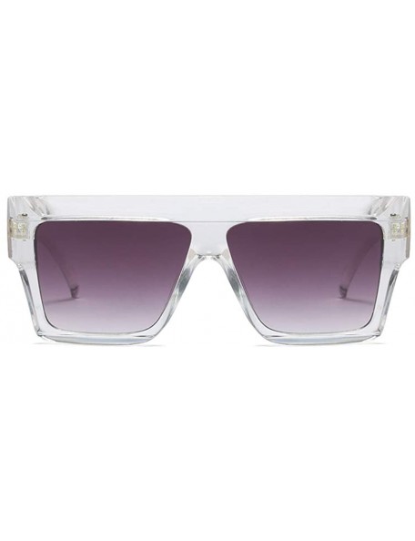 Aviator Oversized Geometric Sunglasses Flat Top Shield Futuristic Squared Aviator Shades - Clear White - CL18RUICLWE $31.94
