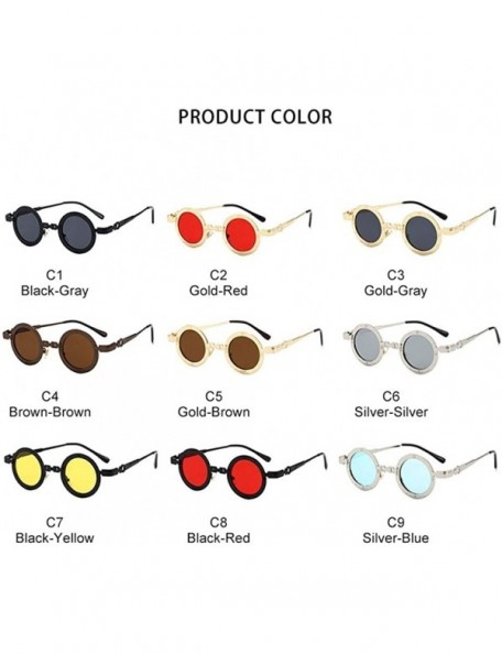 Round 2020 Steam Punk Sunglasses Men Women Retro Round Hollow Legs Sun Glasses Luxury Brand - C4 Brown Brown - C5198UI0SGU $8.43