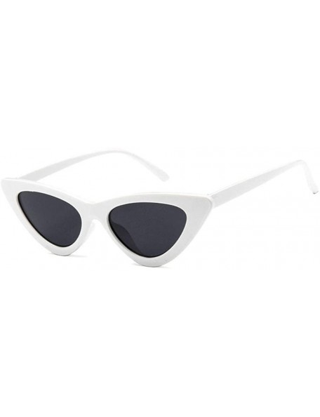 Cat Eye Women Fashion Triangle Cat Eye Sunglasses with Case UV400 Protection Beach - White Frame/Grey Lens - CF18WTT4IYC $20.88