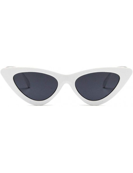 Cat Eye Women Fashion Triangle Cat Eye Sunglasses with Case UV400 Protection Beach - White Frame/Grey Lens - CF18WTT4IYC $20.88