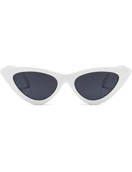 Cat Eye Women Fashion Triangle Cat Eye Sunglasses with Case UV400 Protection Beach - White Frame/Grey Lens - CF18WTT4IYC $20.88