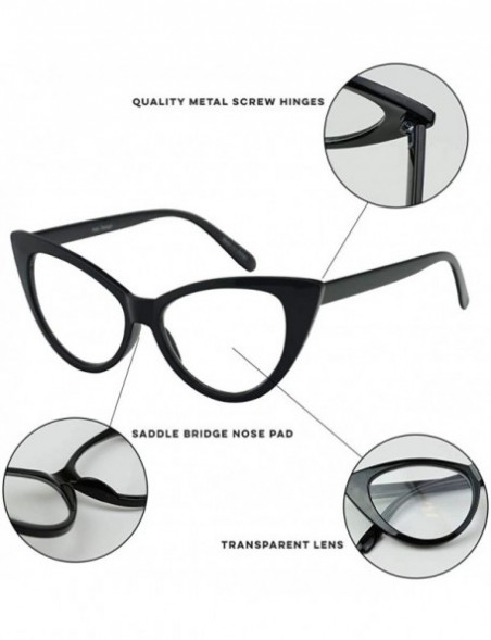 Cat Eye Women's Round Rx Optical Cat Eye Magnification Reading Readers Eye Glasses - Black - CM129GD9MQV $12.30