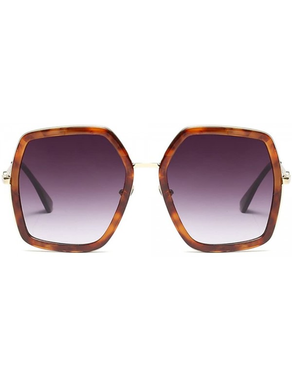 Square Oversized Geometric Sunglasses for Women Fashion Chic Square Aviator Frame - Tortoise - CA18CDCXHI5 $16.90