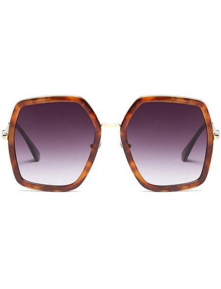 Square Oversized Geometric Sunglasses for Women Fashion Chic Square Aviator Frame - Tortoise - CA18CDCXHI5 $16.90