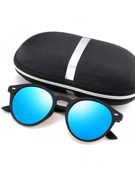 Round 2019 Round Polarized Sunglasses Men Retro Rectangle Classic Vintage SandBlue - Sandblue - CR18YZX8T4A $8.03